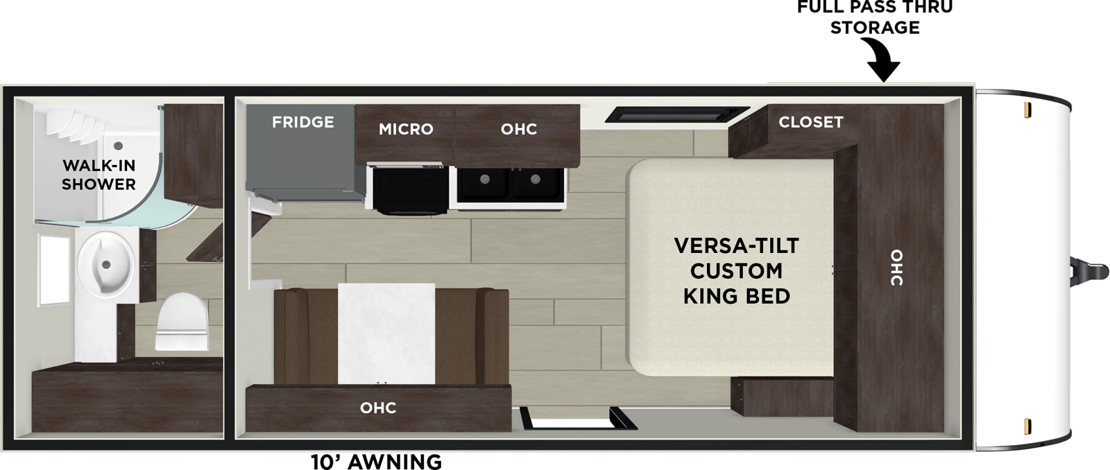 The Cruise Lite 171RBXL has one entry and zero slide outs. Exterior features include: metal exterior and 10' awning. Interiors features include: front bedroom and rear bathroom.